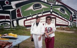 Two women in front of Alert Bay Community House