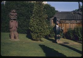 Thunderbird Park, Victoria, B.C., (replica), Bella Coola grave figures, #11 grizzly bear, #12 gri...
