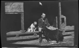 L/Col. Parker with his two dogs Brownie and Guessie