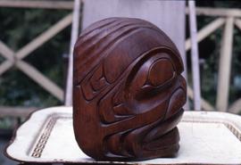 Ya-q-wees sea monster carving, side view