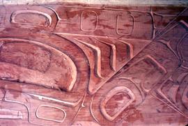 Wood relief carving, close up