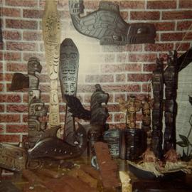 Carvings on display in store or home