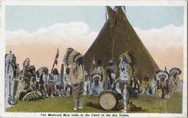 The Medicine Man talks to the Chief of the Six Tribes