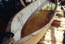 Partially completed canoe