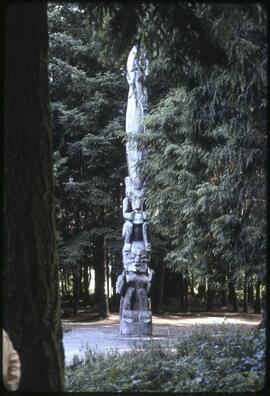 A totem pole standing in Totem Park