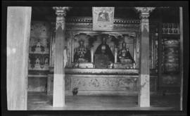 Temple alter, large prayer wheel far R