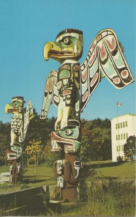 Kwakiutl Totem Poles outside St. Michael's Indian Residential School