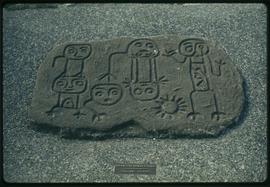 Centennial Museum, Nanaimo, B.C., totem like human figures, Yellow Island, petroglyph reproduction