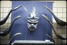 Mask and betwood box on display