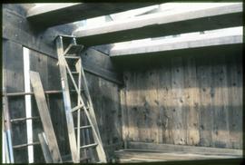 Interior of the Haida or Mortuary house while being reassembled
