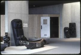 Sculptures and feast dishes being set up in the New Museum of Anthropology