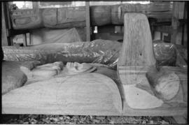 Crew and log at the old UBC carving shed