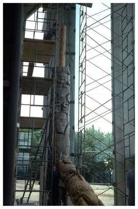 Totem pole installation, Museum of Anthropology