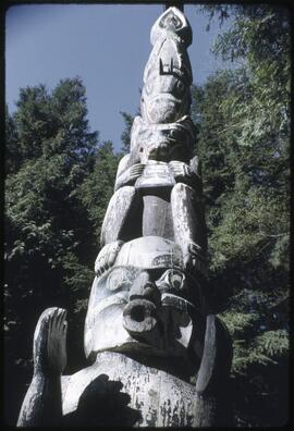 A totem pole standing in Totem Park