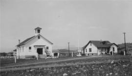 United Church and manse in Morley, Alberta