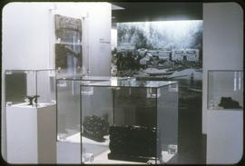 Argillite sculptures and other items on display at the Vancouver Centennial Museum