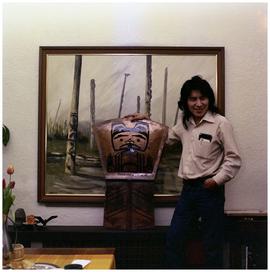 Norman Tait, Bob Davidson, Francis Williams with painting by Minn Sjolseth