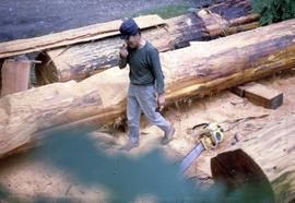 Carving a totem pole