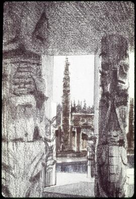 Drawing of interior of Great Hall