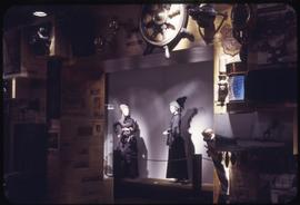 Victorian clothing, gears, and other items on display at the Vancouver Centennial Museum