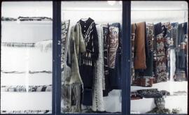 Button blankets and other Northwest Coast textiles stored in cabinet