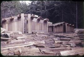 Haida House and Mortuary House under construction