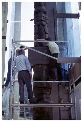 Totem pole installation, Museum of Anthropology