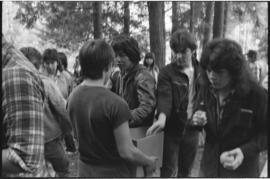 Crew and log at the old UBC carving shed