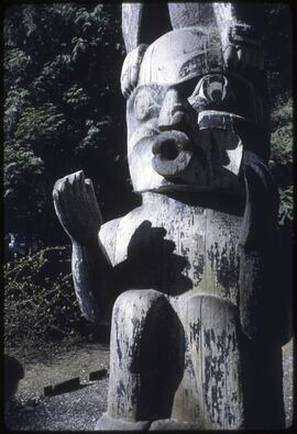Detail of a totem pole in Totem Park